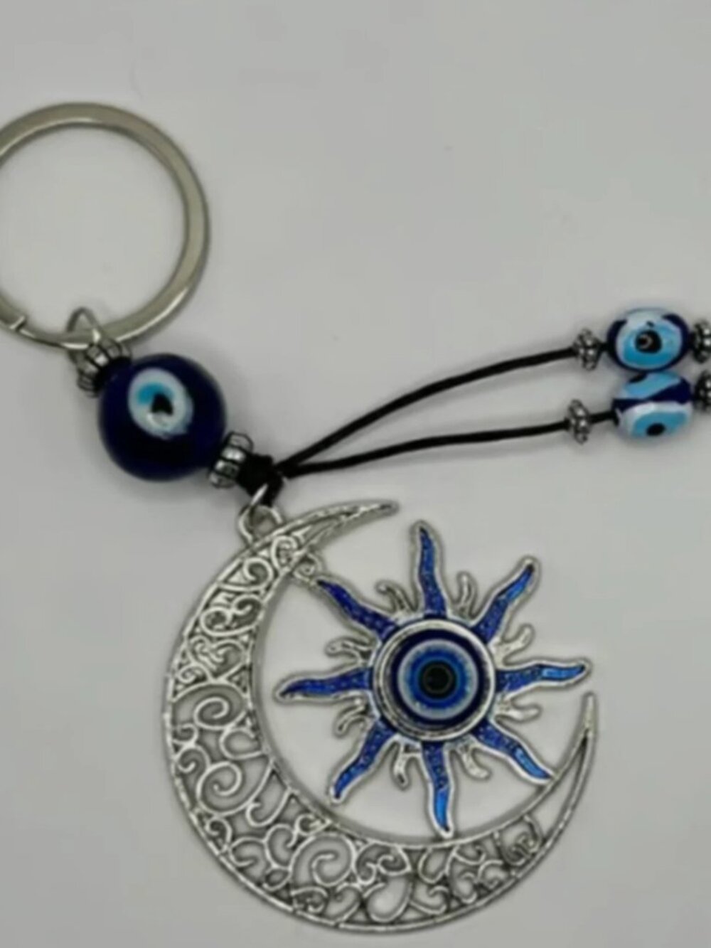 Evil Eye Keychain Sun & Moon Protection Amulet Bag Charm Boho Accessory